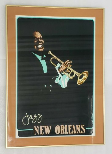 Vintage Framed & matted 1978 Louis B. Armstrong Jazz Poster By John Ireland
