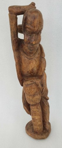 Vintage & Original Hand Carved Man African Caribbean Wood Statue Folk Art Haiti