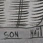 Signed SON Haitian Women in Marketplace Colorful Naif Folk Art Painting Haiti