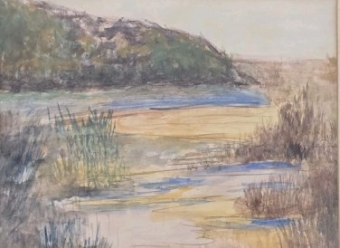 1983 Signed Lydia Forte Santiago Framed Original Landscape Watercolor Painting