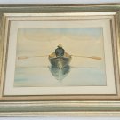 1978 Signed Gail Richardson - Man in Boat - Fisherman - Watercolor Art Painting 1978 Signed Gail Richardson - Man in Boat - Fisherman - Watercolor Art Painting