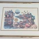Hand Signed Amram Ebgi City of Jaffa 168/950 Embossed Judaica Art Litho Print