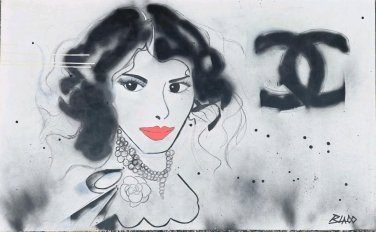 Signed Blaco COCO CHANEL Mixed Media Contemporary Graffiti Street Pop Art Canvas