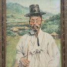 Vintage & Original Art Signed JOTH Asian Oriental Man Portrait Painting