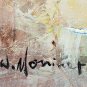 Signed William Moninet Vintage Art Oil Painting 2 Circus Clowns Listed Artist