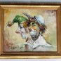 Signed William Moninet Vintage Art Oil Painting 2 Circus Clowns Listed Artist