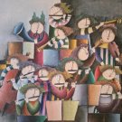 Signed J. Roybal Children Playing Musical Instruments Symphony Large Painting Signed J. Roybal Children Playing Musical Instruments Symphony Large Painting