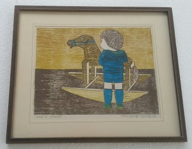 Hand Signed Margery Niblock - Ian's Horse - Art Cartoon Children Humor Print