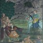 Original Mid century Traditional Indian Sikh Hindu Folk Art Large Silk Painting