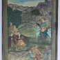 Original Mid century Traditional Indian Sikh Hindu Folk Art Large Silk Painting