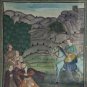 Original Mid century Traditional Indian Sikh Hindu Folk Art Large Silk Painting