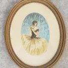 Rare 1900's Hand Signed A. Ferat 2/400 Woman Art Deco Oval lithograph France Rare 1900's Hand Signed A. Ferat 2/400 Woman Art Deco Oval lithograph France