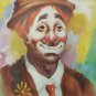 Signed Vincent Vintage Circus Clown Framed Painting
