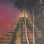 Signed Gudmundur Myrdal MAYAN PYRAMID TEMPLE Mixed Media Spiritual Graffiti Art