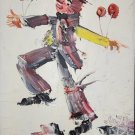 1979 Rare Signed Morris Katz  Clown Painting Textured Oil on Masonite
