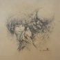 Rare Lynn Gertenbach Art Print - Grandfather & Grandson holding a Dove - Framed
