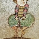 Rare Signed J. Roybal - Woman Riding Bicycle - Giclee Art Painting on Canvas