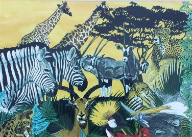 Jorge Fernandini - Zebra Tropical Jungle Animals- Watercolor Art Miami Florida