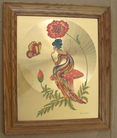 Vintage 1970's Michelle Emblem Original Foil & Handpainted Art "Poppy Nymph" Sig