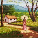 Rare Signed Samuel Machuca Countryside Landscape Art Painting Dominican Republic