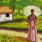Rare Signed Samuel Machuca Countryside Landscape Art Painting Dominican Republic