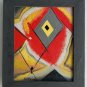 Rare Signed Petru Abstract Geometrical Acrylic Art Colorful Painting on Canvas