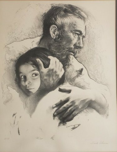RARE SIGNED & NUMBERED 65/150 SANDU LIBERMAN FATHER & DAUGHTER LITHO ART PRINT