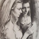 RARE 1970s Signed M. Maurice TWO WOMEN Sandu Liberman Judaica ARTIST PROOF PRINT