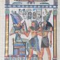 Framed Egyptian God Horus & Osiris and Pharaoh Sity Papyrus Art Signed Painting
