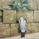 Signed MOSHE KATZ Rabbi Praying at Wailing Wall Jerusalem Judaica Art Painting