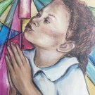 Our Father - African American Girl Mixed Media Art Oil Painting - Frank Walcutt