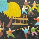 Signed Chinese Oriental Kung - Fu Martial Arts School Naif Asian Painting China
