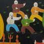 Signed Chinese Oriental Kung - Fu Martial Arts School Naif Asian Painting China