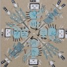 Original "Buffalo People" Navajo Signed Native Indian Sand Painting Framed Art