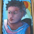 Rare Original Acrylic Art Painting Untitled "Young Native Haitian Girl"-Signed W Rare Original Acrylic Art Painting Untitled "Young Native Haitian Girl"-Signed W