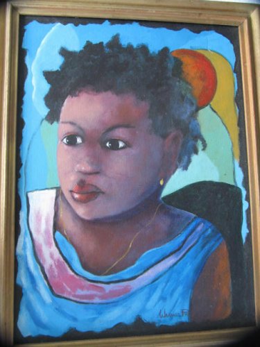 Rare Original Acrylic Art Painting Untitled "Young Native Haitian Girl"-Signed W