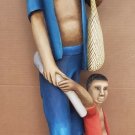 RARE Madsen Mompremier Haitian Man & Boy Hand Carved Painted Wood Statue Haiti RARE Madsen Mompremier Haitian Man & Boy Hand Carved Painted Wood Statue Haiti