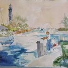 RARE SIGNED AUDREY SPITZMILLER LARGE WATERCOLOR PAINTING  FLORIDA LISTED ARTIST