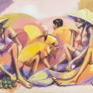 Vintage 1965 Petion Savain WOMEN IN MARKETPLACE Painting HAITI - Listed Artist