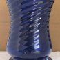 Vintage Cobalt Blue Hand Blown Swirl Design Table Glass with Pontil Base- Mexico