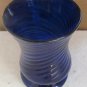 Vintage Cobalt Blue Hand Blown Swirl Design Table Glass with Pontil Base- Mexico