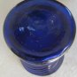 Vintage Cobalt Blue Hand Blown Swirl Design Table Glass with Pontil Base- Mexico