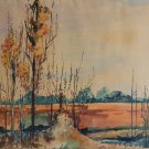 1979 Nabeela George Landscape Watercolor Art Painting Lebanon Palestine Jordan