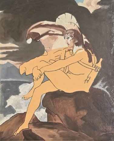 Signed 1991 Richard Titlebaum ACHILLES  Copy of Pierre-Narcisse Guerin Painting