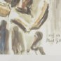 Vintage 1952 DAVID GILBOA Watercolor Art Print Jews From Algiers ISRAEL Hebrew