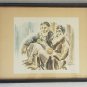 Vintage 1952 DAVID GILBOA Watercolor Art Print Jews From Algiers ISRAEL Hebrew