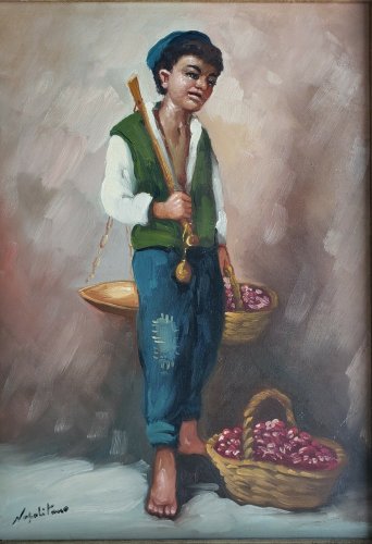 Vintage & Rare NAPOLITANO Mid 20th Century Naples, Italy Original Oil Painting