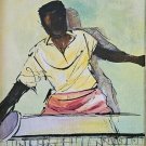 1990 Signed Richard Hall Jamaican Ping Pong Table Tennis Player Painting