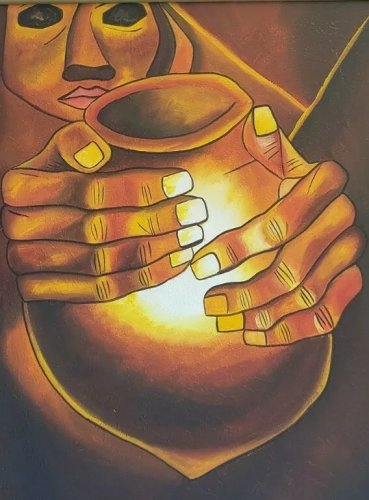 SIGNED N. JESUS POTTERY PAINTING  i.e Eduardo Kingman Contemporary Art ECUADOR