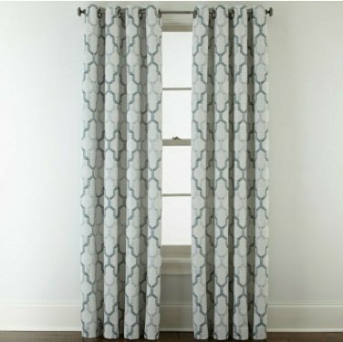 (1) JCPenney Home Casey Jacquard IMPERIAL TEAL 7313191 Grommet Curtain 50 X 84